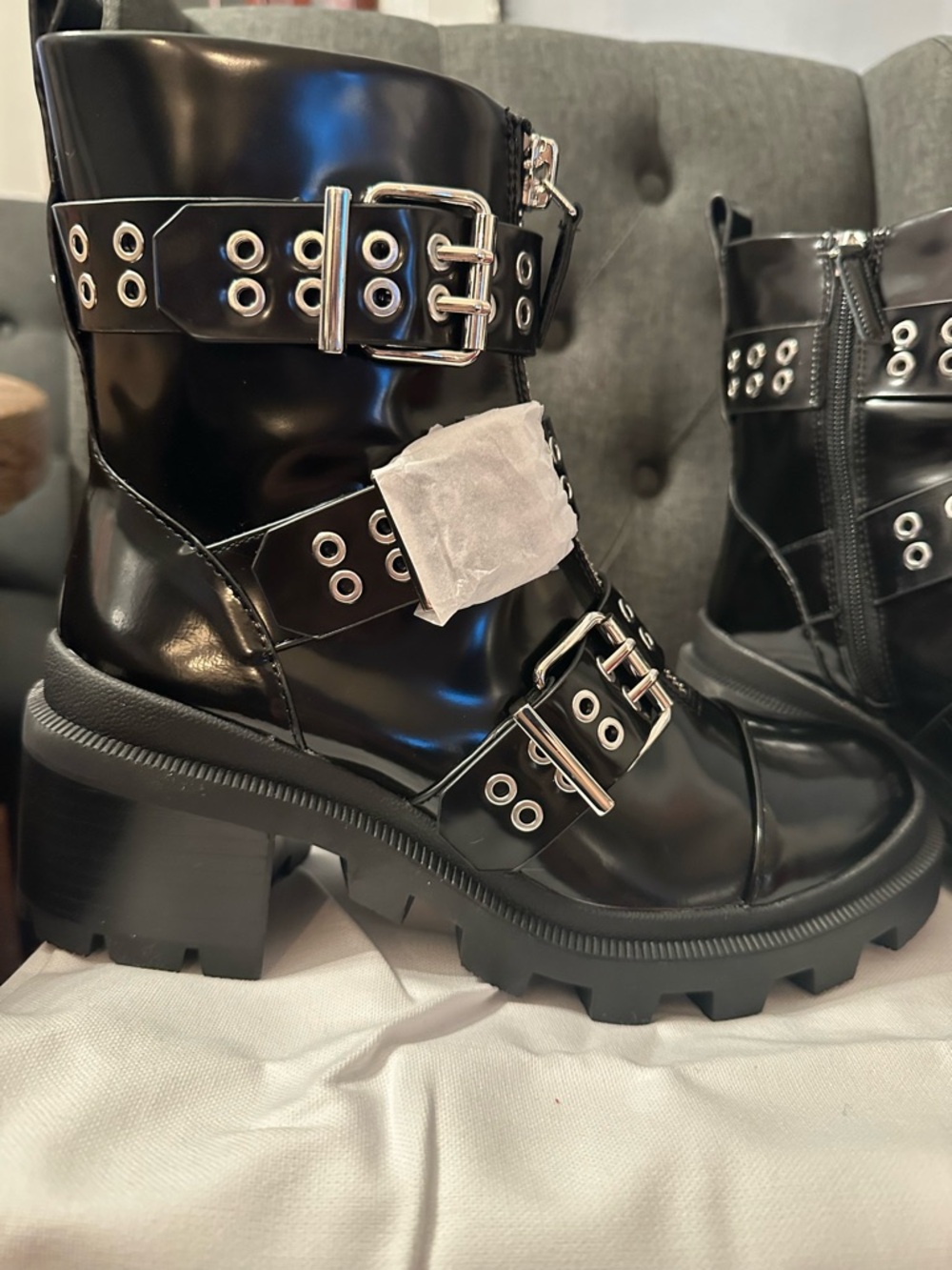 Alice and Olivia Patent Leather Combat Boots - Picture 3 of 4